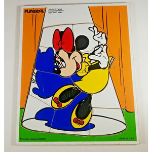 Playskool Dancing Minnie Mouse 10 Piece Vintage Wooden Board Puzzle